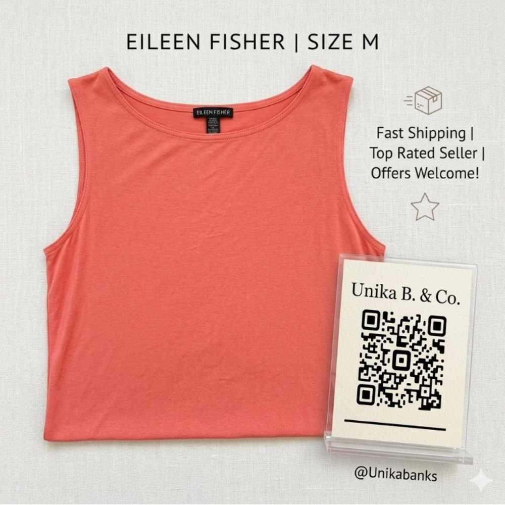 EILEEN FISHER Coral Scoop Neck Sleeveless Tank Top/dress